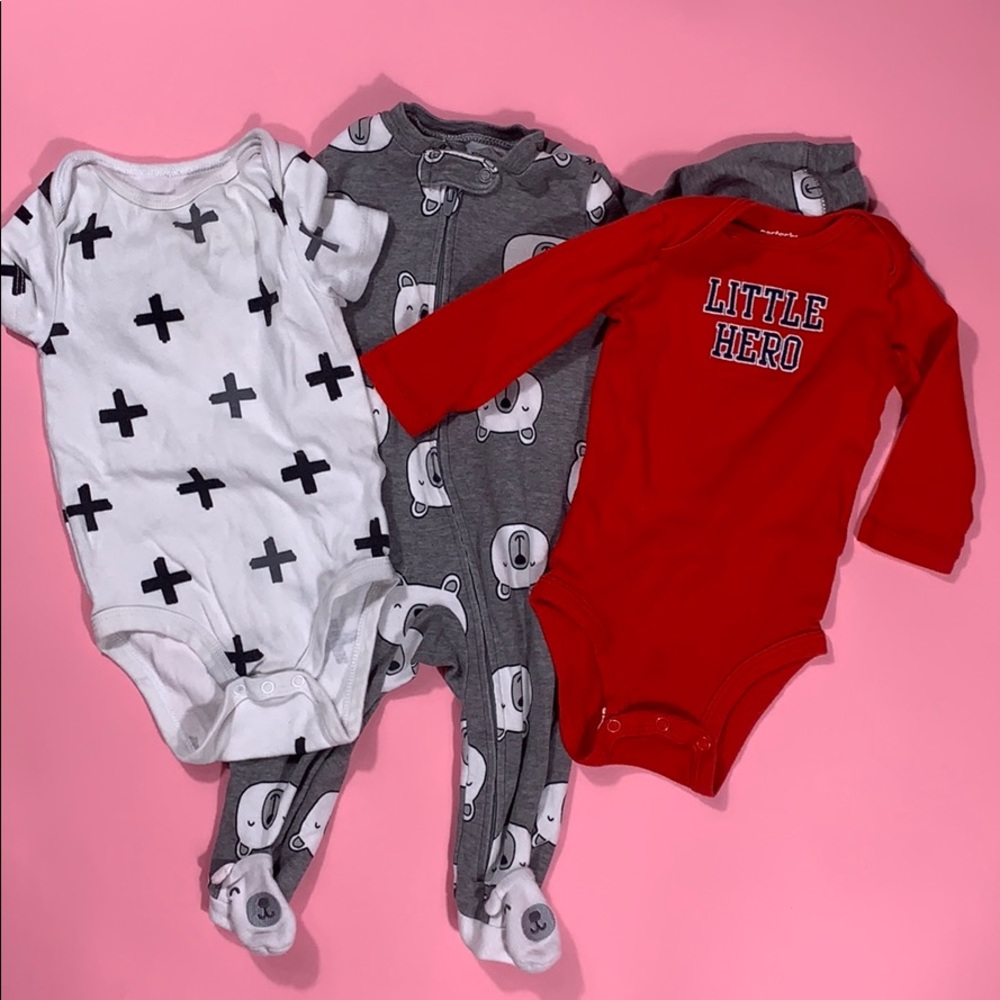 LOT of 3 Onesies in size 6-9 months Long Sleeve